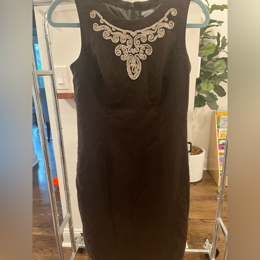 Ann Taylor Brown Linen Dress